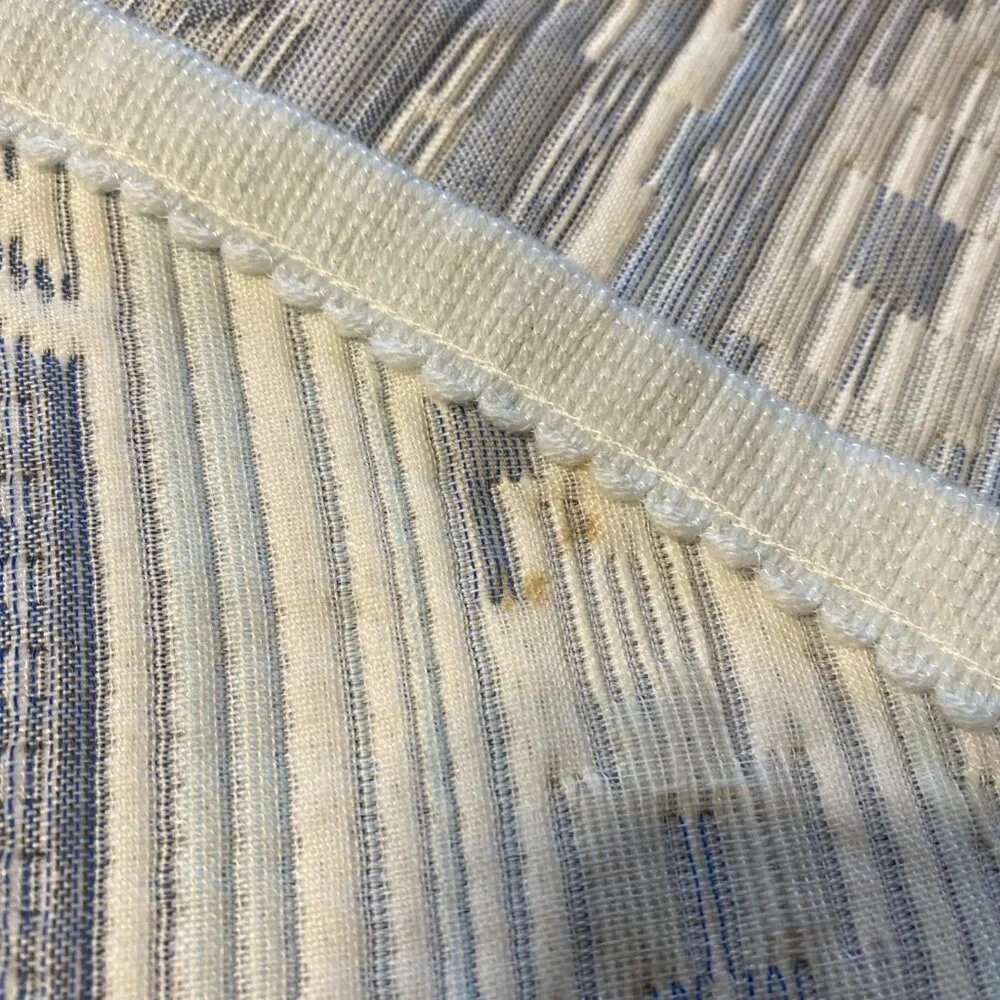 Vintage San Marcos Blanket 96x98 Blue White Bedspread Coverlet Reversible Queen